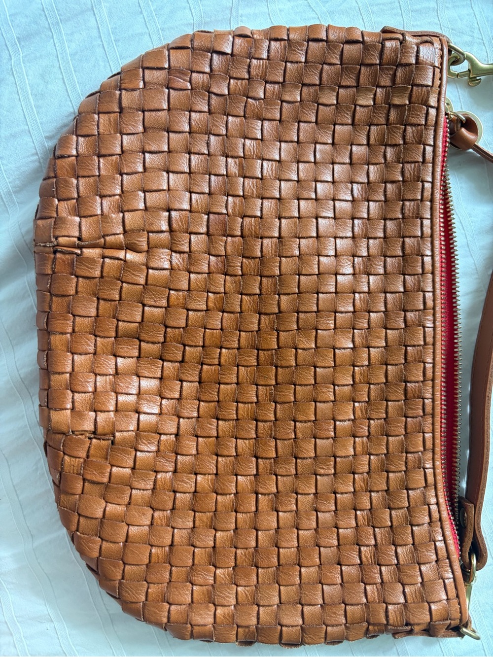 Clare V. Petite Moyen - natural woven checker Leather Crossbody Bag - Picture 4 of 12